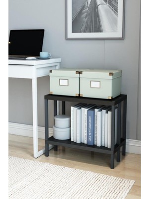 Dekozum 2 Raflı Plastik Kitaplık, 2 Raflı Dekoratif Kitaplık, 2 Katlı Plastik Kitaplık