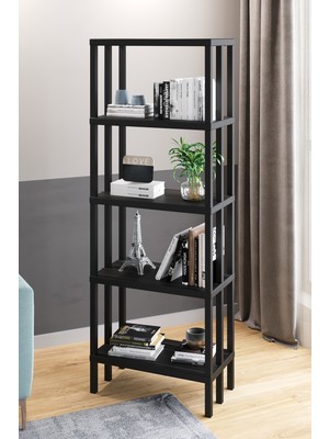 Dekozum 5 Raflı Plastik Kitaplık, 5 Raflı Dekoratif Kitaplık, 5 Katlı Plastik Kitaplık