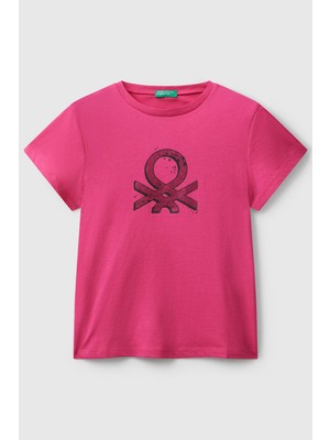 United Colors Of Benetton 1A2 Kadın / Kız Kj_parıltılı Logo Baskılı Ribana Yaka Regular Fit T-Shirt Model Kodu: ( 3I1XC10Q11A2)