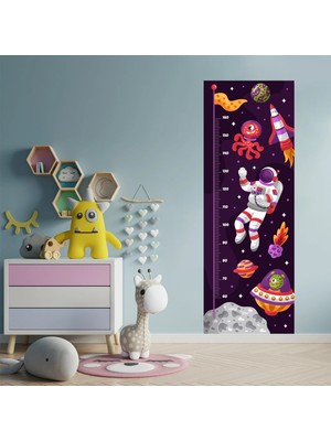 Uzay Temalı Boy Ölçme Sticker - Ölçüm Cetveli Duvar