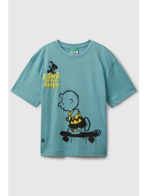 United Colors Of Benetton Çok Renkli Erkek Ej_çok Renkli Peanuts Baskılı Kolu Logo Etiketli Comfort Fit T-Shirt Model Kodu: ( 3X1SC10PNÇOK Renkl)