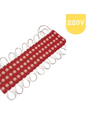 Powerr Led Aydınlatma 200 Adet 220 Volt 2 Watt 3 Lensli Kırmızı 2835 Smd LED Modül IP65 1 Paket