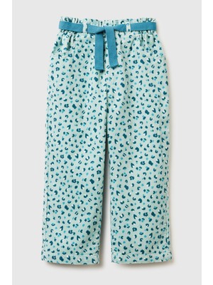 United Colors Of Benetton Fıstık Yeşili Kadın / Kız Kk_tamamı Desenli Beli Ayarlanabilir Ipli Kadife Pantolon Model Kodu: ( 4JBTGF02P70B)