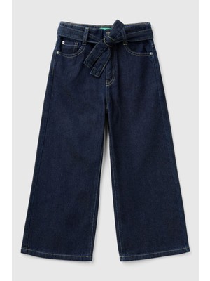 United Colors Of Benetton Mix Kadın / Kız Kj_arka Cebi Logolu Beli Kuşaklı Geniş Paça Pantolon Model Kodu: ( 4UTPCE032901)