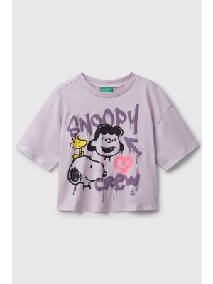 United Colors Of Benetton Lila Kadın / Kız Kj_önü Baskılı Boxy T-Shirt Model Kodu: ( 3X1SC10PTLİLA)