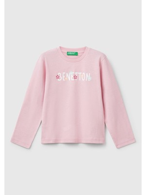 United Colors Of Benetton Pembe Kadın / Kız Kk Uk_simli Benetton Logo Baskılı T-Shirt Model Kodu: ( 3I9WG10HV09J)