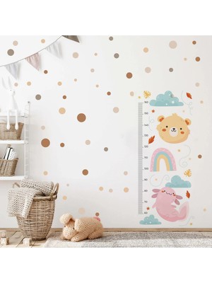 Sevimli Hayvanlar Temalı Boy Ölçme Sticker - Ölçüm Cetveli