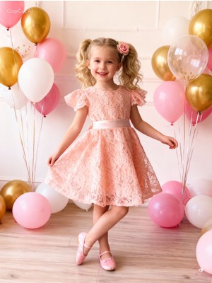 Lunas Tekstil Danteli Kız Çocuk Elbisesi