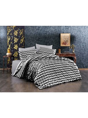 UYGURİYE Çift Kişilik Nevresim Takımı Yorgan Kılıfı %70PAMUKLU Geometrik Desen+Lastikli Çarşaf+2 Yastıkkılıfı