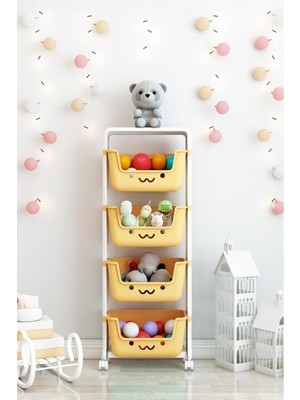 Dekozum 4 Katlı Oyuncak Dolabı, Oyuncak Organizeri, Sepetli Oyuncak Dolabı