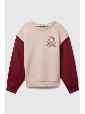 United Colors Of Benetton Mix Kadın / Kız Kj_parıltılı Logo Baskılı Ribanalı Bisiklet Yaka Sweatshirt Model Kodu: ( 3J68C10Q0901)