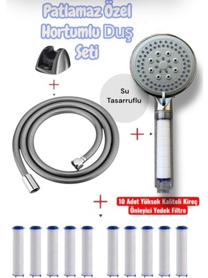 Truva Tulipa Serisi,patlamaz Duş Hortumlu 10 Adet Yedekli Su Tasarruflu Duş Seti