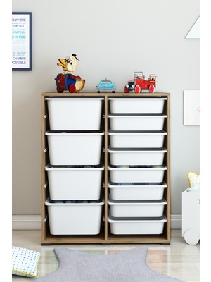 Dekozum Kids 12 Sepetli Oyuncak Dolabı Oyuncak Kutusu Oyuncak Organizeri Box