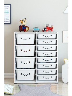 Dekozum Kids 12 Sepetli Oyuncak Dolabı Oyuncak Kutusu Oyuncak Organizeri Box