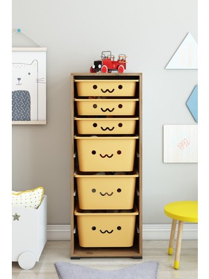 Dekozum Kids 6 Sepetli Oyuncak Dolabı Oyuncak Box Oyuncak Saklama Kutusu