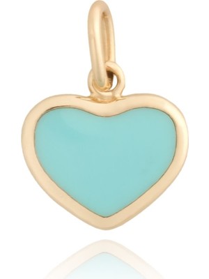 Berk Mücevherat 14 Ayar Altın Mavi Mineli Kalp Kolye Ucu