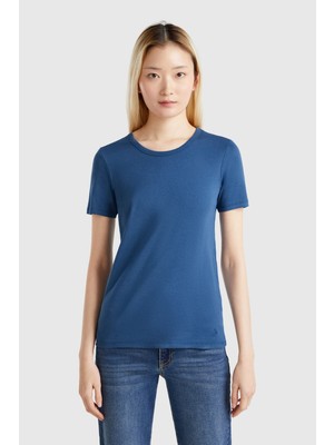 United Colors Of Benetton Mavi Kadın / Kız BN_%100 Koton Basic Kısa Kollu Bisiklet Yaka T-Shirt Model Kodu: ( 3GA2E16A0MAVİ)