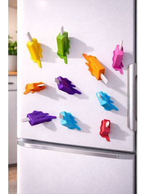 Otscraft Studio Çubuk Dondurma Tasarımlı Buzdolabı Magneti – Dekoratif Magnet, Renkli Buzdolabı Süsü (3 & 5 Adet)