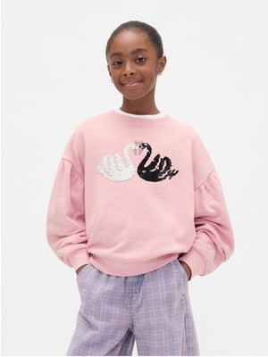 Pembe Kadın / Kız Gap Kız Çocuk Relaxed Flippy-Sequin Grafikli Sweatshirt Model Kodu: ( 797763002PEMBE)