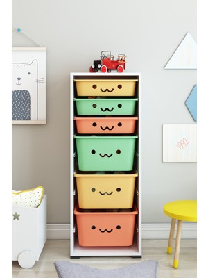 Dekozum Kids 6 Sepetli Oyuncak Dolabı Oyuncak Box Oyuncak Saklama Kutusu