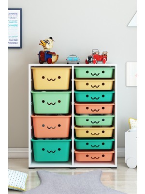 Dekozum Kids 12 Sepetli Oyuncak Dolabı Oyuncak Kutusu Oyuncak Organizeri Box