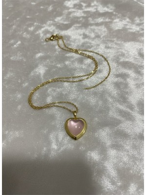 Kokoş Çelik Kolye Pembe ve Gold Detay