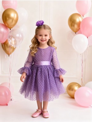 Lunas Tekstil Tokalı Puantyeli Kabarık Tüllü Elbise