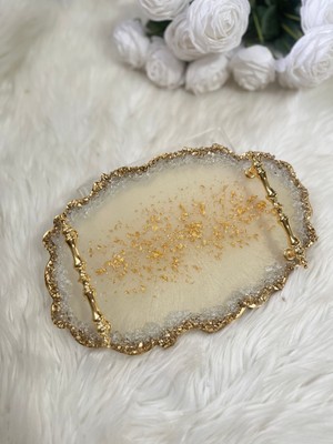 Epoksi Tepsi Gold Detaylı Lüx Damat Tepsisi