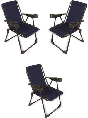 Dekozum 3 Adet Kamp Sandalyesi, Katlanır Kamp Sandalyesi, Bardaklıklı Kamp Sandalyesi,plaj Piknik Sandalyesi