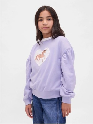 Mor Kadın / Kız Gap Kız Çocuk Relaxed Flippy-Sequin Grafikli Sweatshirt Model Kodu: ( 797763003MOR)
