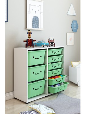 Dekozum Kıds Oyuncak Dolabı Oyuncak Saklama Kutusu Çok Amaçlı Depolama