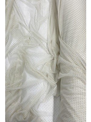 Royaleks Yağmur Damlası Simli Abiye Elbise Şallık Tül Kumaş Ekru 12