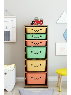 Dekozum Kids 6 Sepetli Oyuncak Dolabı Oyuncak Box Oyuncak Saklama Kutusu