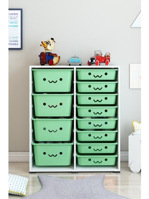Dekozum Kids 12 Sepetli Oyuncak Dolabı Oyuncak Kutusu Oyuncak Organizeri Box