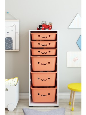 Dekozum Kids 6 Sepetli Oyuncak Dolabı Oyuncak Box Oyuncak Saklama Kutusu