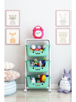 Dekozum Sophia 3 Raflı Çocuk Oyun Oyuncak Dolabı Oyuncak Organizeri Oyuncak Rafı