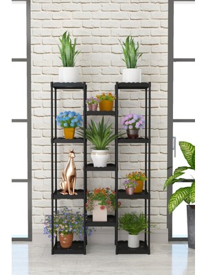 Dekozum Işıl 11 Raflı Saksılık Dekoratif Plastik Çiçeklik Saksı Standı