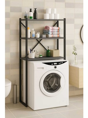Dekozum Napoli Çamaşır Makina Üstü Raf Çamaşır Makinası Dolabı Çok Amaçlı Raf