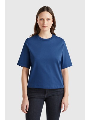 United Colors Of Benetton Mavi Kadın / Kız BN_%100 Koton Boxy Fit T-Shirt Model Kodu: ( 3BL0E17G5MAVİ)