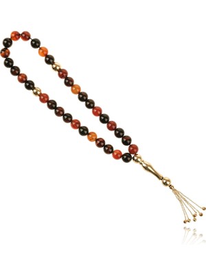 Berk Mücevherat 14 Ayar Altın Akik Taşlı Erkek Tesbih