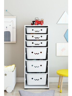 Dekozum Kids 6 Sepetli Oyuncak Dolabı Oyuncak Box Oyuncak Saklama Kutusu