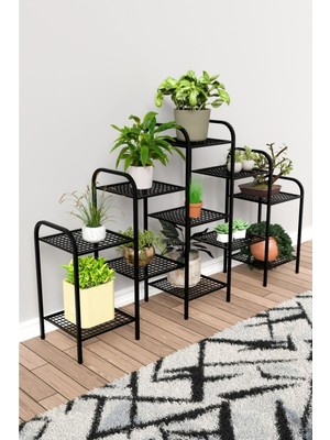 Dekozum Metal Çiçeklik ve Saksı Standı 11 Raflı Bitki Rafı, Bahçe ve Balkon Için Modern Saksılık Dolap