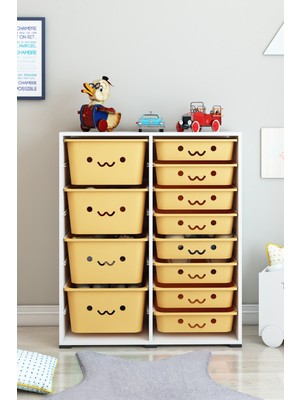 Dekozum Kids 12 Sepetli Oyuncak Dolabı Oyuncak Kutusu Oyuncak Organizeri Box