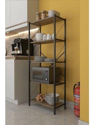 Dekozum Orenge Mutfak Rafı Çok Amaçlı Depolama Mikrodalga Fırın Rafı 150 cm A.çam