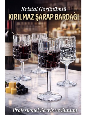 Ztf Global Trade 4 Adet Polikarbon Plastik ,cam Görünümlü, Kırılmaz Şarap Kadehi  -Kafe, Restoran ve Ev Kullanımı - Profesyonel Servis ve Sunum - Restoran ve Otel Tipi Servis Bardağı