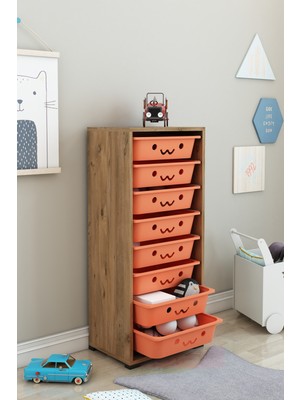 Dekozum Kids 8 Sepetli Gülenyüzlü Oyuncak Dolabı Oyuncak Organizeri Oyuncak Box