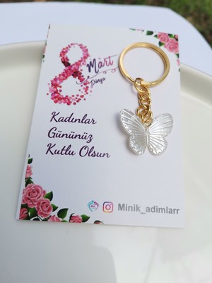Minik Adımlar 5 Adet 8 Mart Dünya Kadınlar Günü Hediyesi Kelebek Figürlü Anahtarlık Çanta Süsü