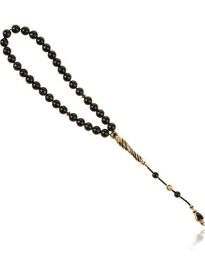Berk Mücevherat 14 Ayar Altın Siyah Taşlı Tesbih