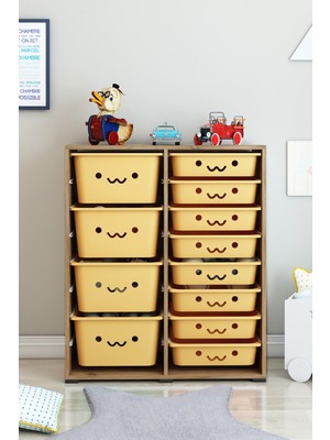 Dekozum Kids 12 Sepetli Oyuncak Dolabı Oyuncak Kutusu Oyuncak Organizeri Box