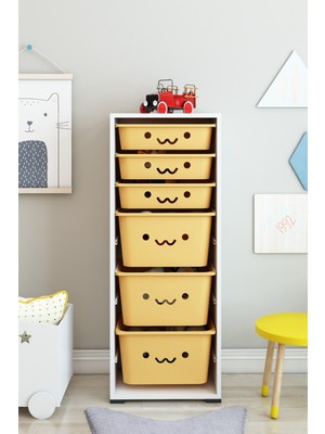 Dekozum Kids 6 Sepetli Oyuncak Dolabı Oyuncak Box Oyuncak Saklama Kutusu